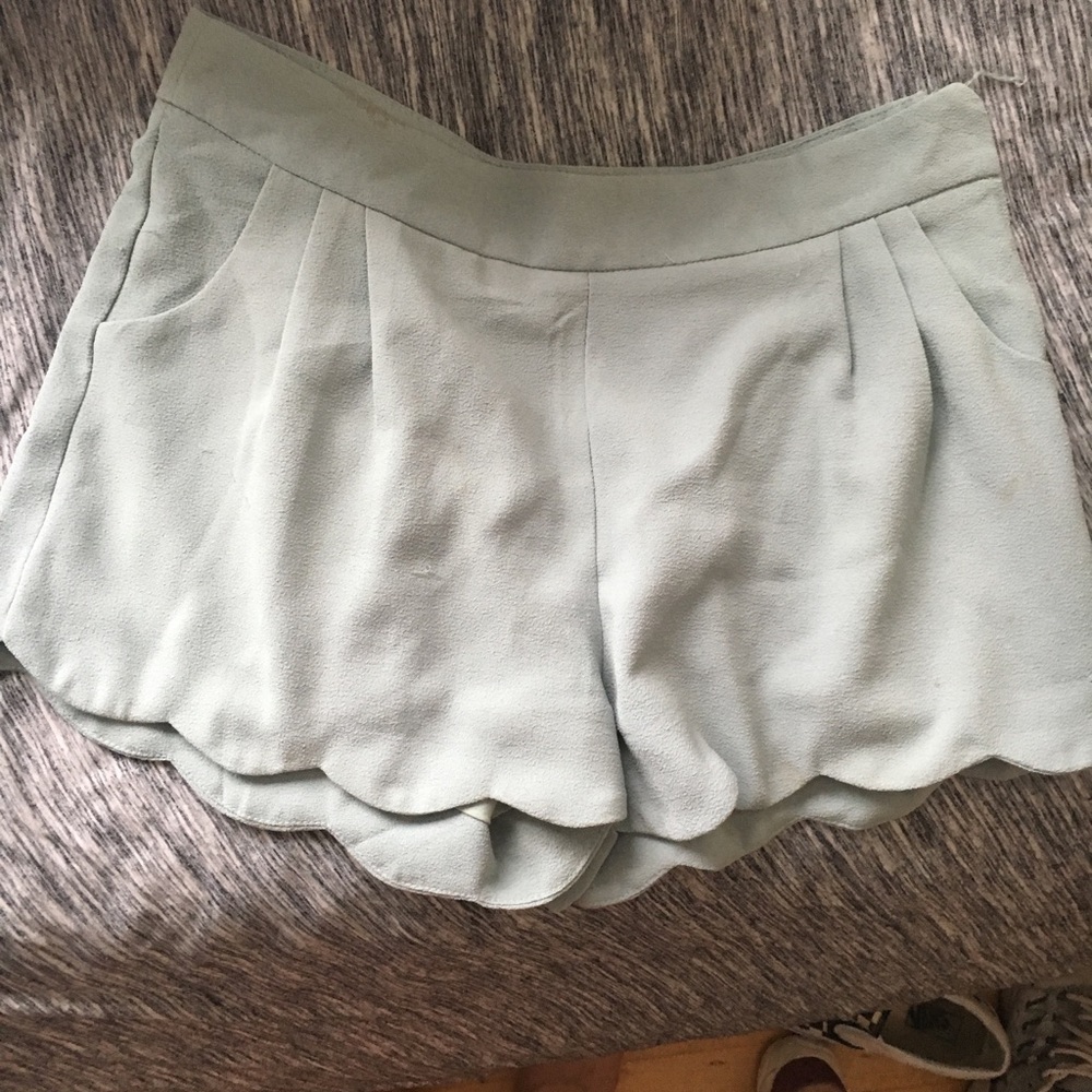 Tobi light green high waisted knit shorts